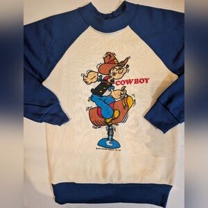 Vintage Popeye Cowbay Garan Youth Long Sleeve Medium Youth